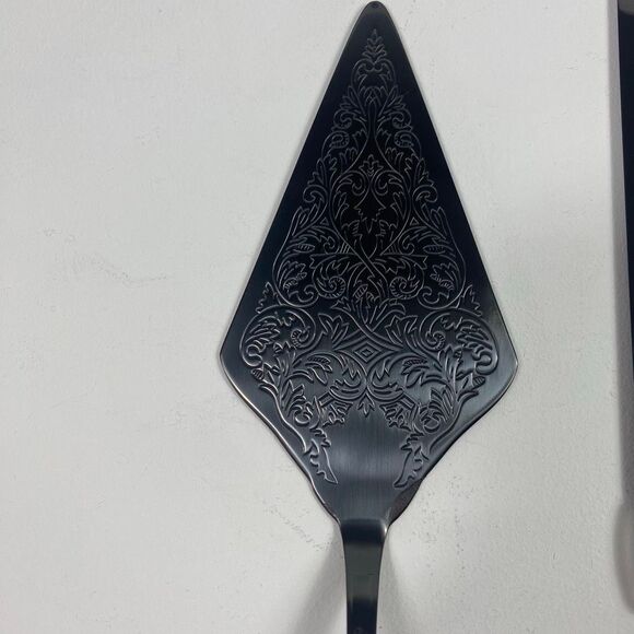 Orblue Black Cake Knife & Server Set Embossed Stainless Steel Gift Boxed NIB - Picture 5 of 9